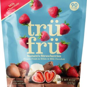 Tru Fru, Frozen Strawberries White And Milk Chocolate, 8 Ounce