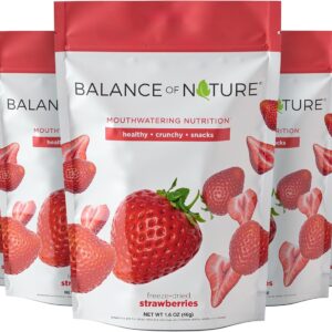 Balance of Nature Freeze-Dried Strawberries (5 Pack) – 100% Real Fruit, Crunchy Strawberry Slices, Healthy Snack, Mouthwatering Nutrition, Gluten-Free, Vegan, No Sugar Added, Five 1.6 oz Bags