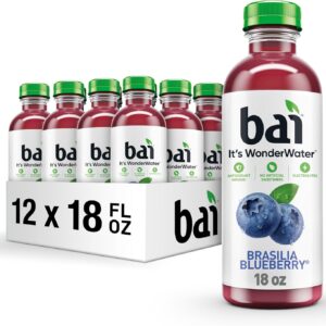 Bai Antioxidant Infused Water Beverage, Brasilia Blueberry, with Vitamin C and No Artificial Sweeteners, 18 Fluid Ounce Bottle, 12 Pack